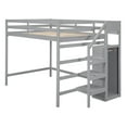 thumbnail image 5 of Full Size Multifunctional High Loft Bed with Built-in Storage Wardrobe and Staircase, Sturdy Wooden Loftbed Frame with Ladder & Safety Guardrail for Teens Bedroom, 5 of 9