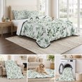thumbnail image 6 of King Quilt Set 96''x106'', Sage Green Leaf Lightweight Bedspread Coverlet Set with 2 Pillow Shams, Country Eucalyptus Nature Plant Branch Breathable All Season Quilt Bedding for Bedroom/Guest Room, 6 of 9