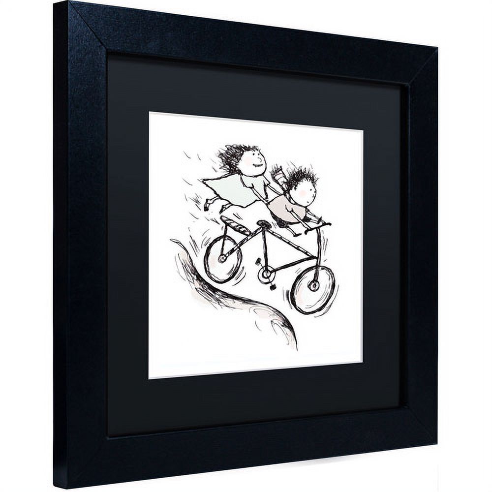 Carla Martell 'Bike Kids' Black Matted Framed Art