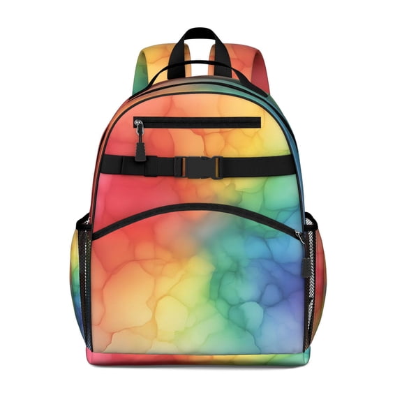Colorful Tie Dye Cloud Shape Pattern Backpack for School,Cute School Bag,Schoolbag with Adjustable Shoulder Straps & Padded Back,15.25"x11.5"x5.25"