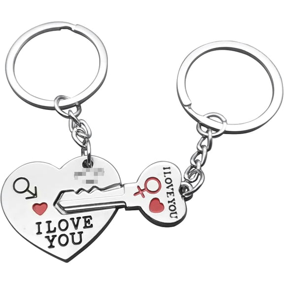 2pcs Couple Key Chain Ring Set-I LOVE YOU with Red Heart Keychains Set for Boyfriend Girlfriend and Best Friends,Valentine's Day Birthday Gifts Graduation Gifts-Love Heart Key Locks Lover Gift