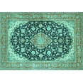 thumbnail image 1 of Ahgly Company Indoor Rectangle Medallion Turquoise Blue Traditional Area Rugs, 4' x 6', 1 of 4