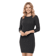 thumbnail image 3 of Yemak Women's Round Neck Cable Knit Long Sleeve Sweater Dress Heather Charcoal-M-BD, 3 of 3