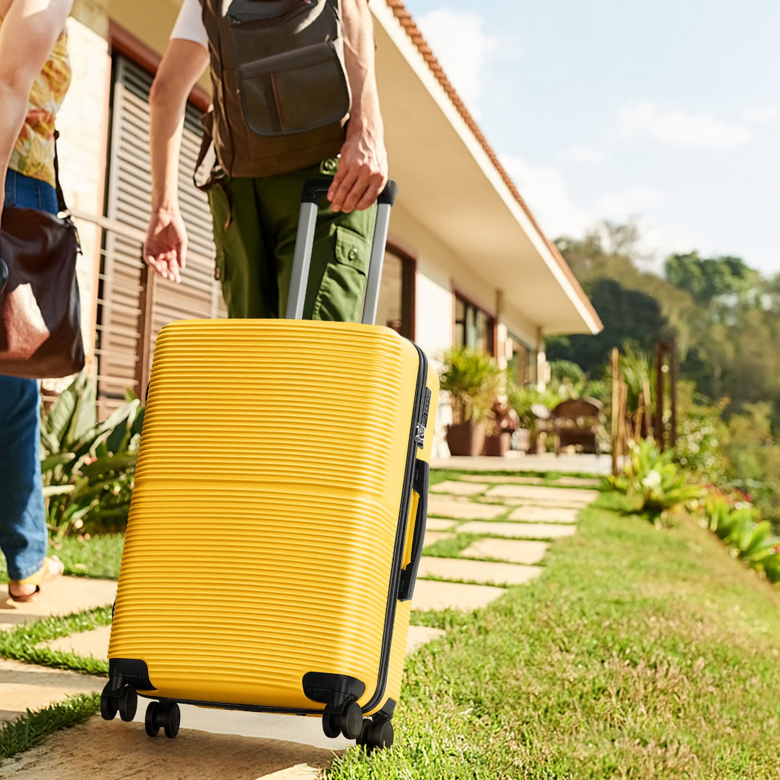 Hardside Spinner Luggage Sets in Yellow, 3 Piece, TSA Lock