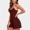 thumbnail image 4 of Ohufall Short Jumpsuit for Women Solid Color Comfort Camisole Summer Casual Wide Leg Short Jumpsuits, 4 of 6
