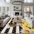 thumbnail image 3 of 5'x7' Area Rugs, Spring Bees Daisy Indoor Outdoor Area Rug for Living Room Bedroom, Rustic Tulips Dots Black Striped Burlap Washable Bathroom Rugs Kitchen Floor Carpet Mats Home Decor Aesthetic, 3 of 8