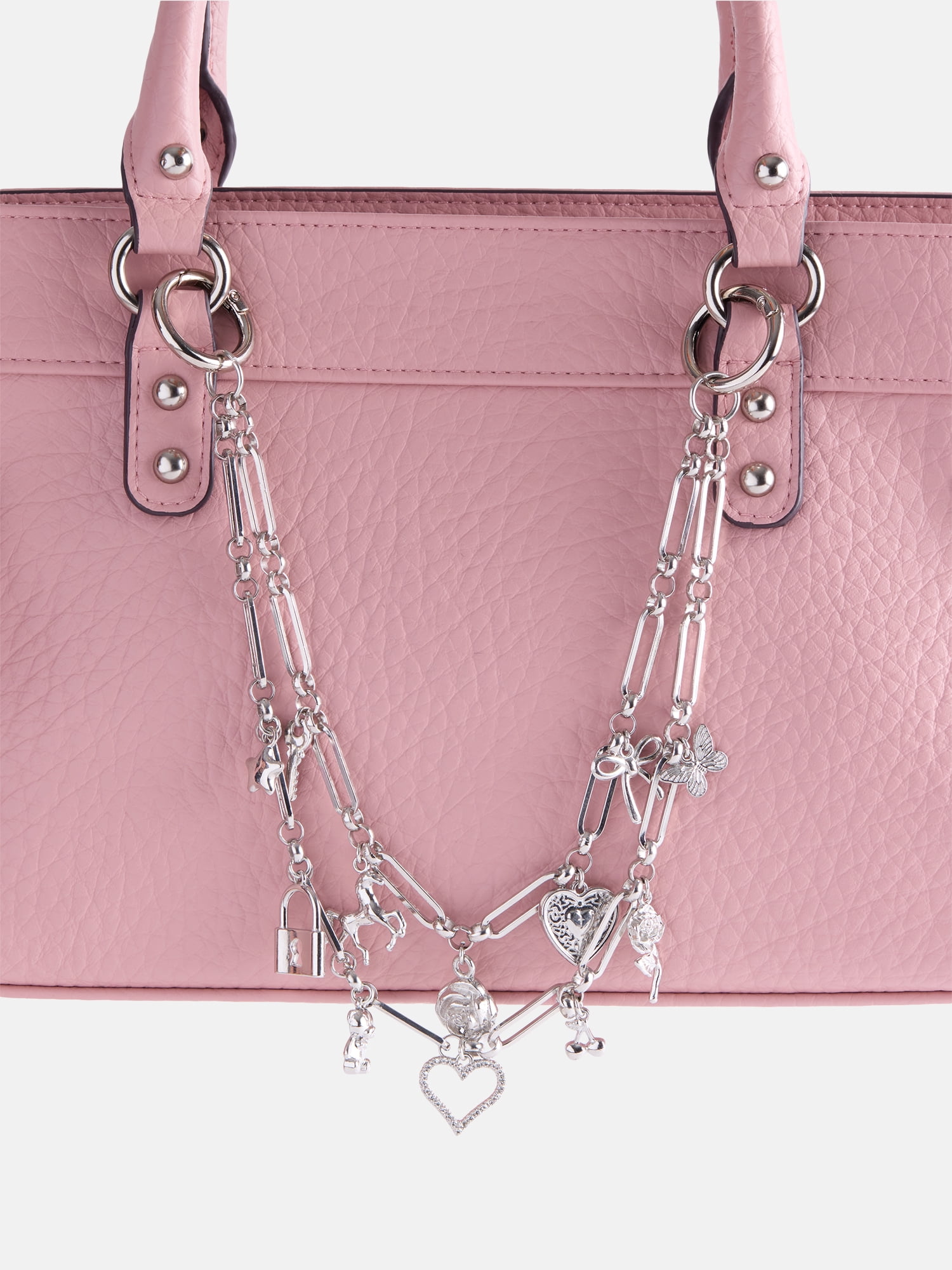 No Boundaries Women’s Swag Chain Bag Charms, Silver Tone