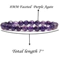 thumbnail image 2 of Bracelet Extensible en Perles Boule 8 mm en Pierre Précieuse Semi-Précieuse Agate Violette Facettée 7 Pouces Unisexe, 2 of 4