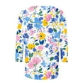 thumbnail image 5 of CYMMPU 3/4 Sleeve Blouses for Women Dressy Casual Spring Tops T-Shirts Flower Pattern Round Neck Loose Fit Summer Trendy Shirts Lightweight Basic Tees Multicolor M, 5 of 5