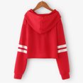 thumbnail image 4 of Short Clothes Sleeve Hoodies Girls Kids Sweatshirts Long Hooded Pullover Striped Teen Tops Girls Tops, 4 of 7