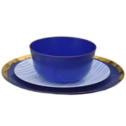 Crown Display™ Wedding Plate Combo Plastic Dinner Plates , Includes 20 Premium Disposable 10 Main Course Plates, 20 Salad/Dessert 8 Plates - Glam Design