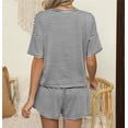 thumbnail image 4 of Pijama de verano for mujer, de manga corta a rayas, informal, cómodo, conjunto de 2 piezas for el hogar, 4 of 6