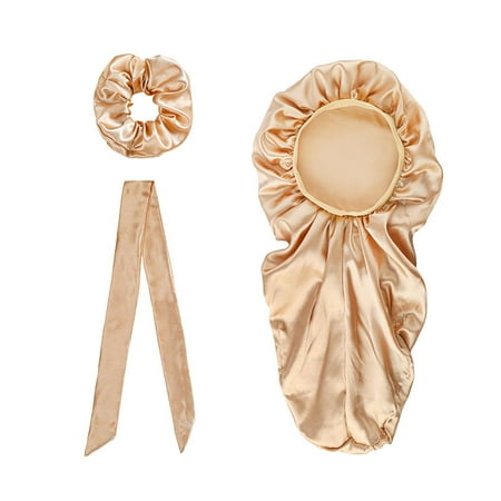 

Long Satin Bonnet Sleep Caps With Hair Band Loose Night Hat For Curly Hair