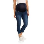 Maternity Over Belly Cotton Denim 5 Pocket Roll Cuff Denim Capri