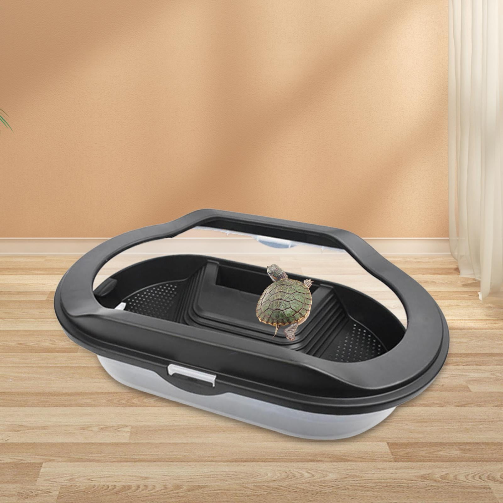Small Turtle Tank Reptile Carrier Detachable for Snail Hermit Crabs Terrapin Black