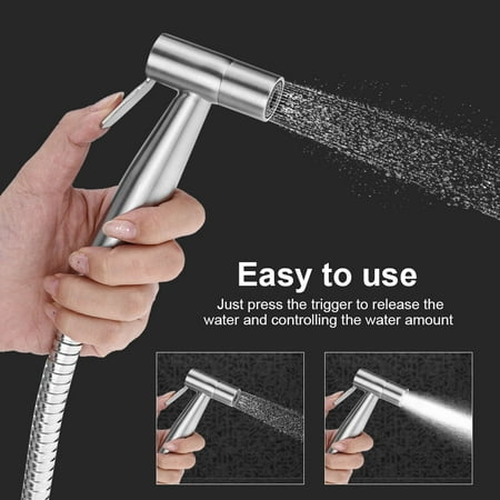 Sprayer Head - Hand Held Bidet Sprayer Premium Brushed Stainless Steel Diaper Sprayer with Adjustable Water Flow Personal Care Handheld Kit Includes Hose, Wall Mount, Toilet Hook, and High Pressure Spray Head