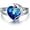 Blue, variant on Sterling Silver Cat Ring with Heart Crystal - Cat Gifts