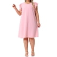 thumbnail image 1 of Vestidos de verano para mujer de talla grande Agnes Orinda con mangas de murciélago, cuello redondo, casuales para la playa, midi, 1X, rosa, 1 of 8