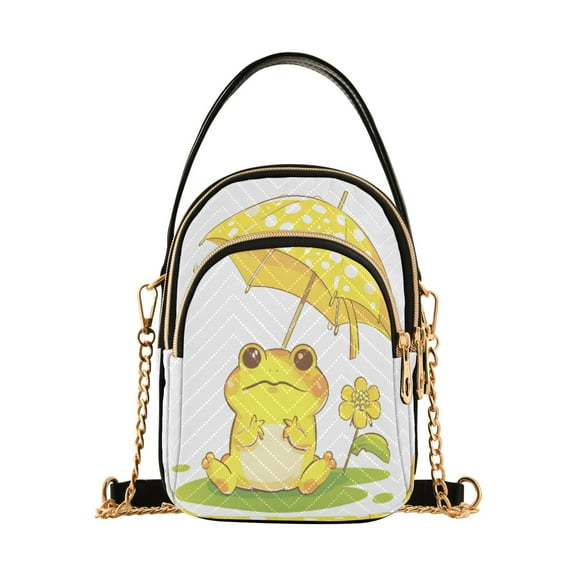 ALAZA Chain Crossbody Bags for Women Cute Frog Shoulder Handbag Phone Purse