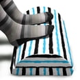 thumbnail image 3 of Abstract Foot Rest, Paintbrush Large Color Bands Simplistic Horizontal Lines Stripes, Non-Slip Backing Adjustable Ergonomic Memory Foam Leg Support for Office, Aqua Black White, by Ambesonne, 3 of 5