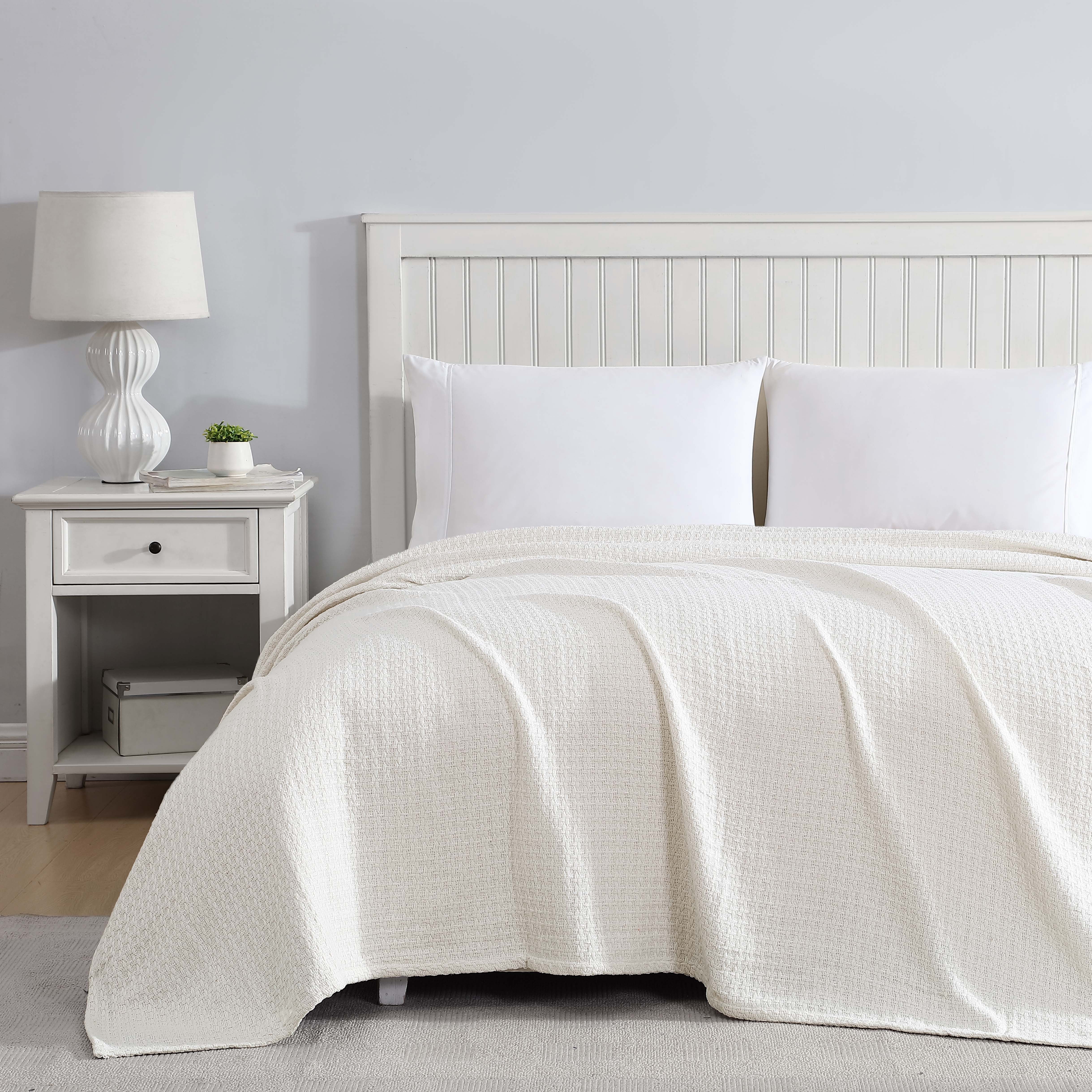 Grand Hotel Woven Cotton Blanket, Twin, Ivory