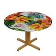 thumbnail image 3 of JEUXUS  Tropical Palm Hawaiian Flowers Round Table cover Fitted Table Cover Elastic Edged Table Cover, 3 of 7