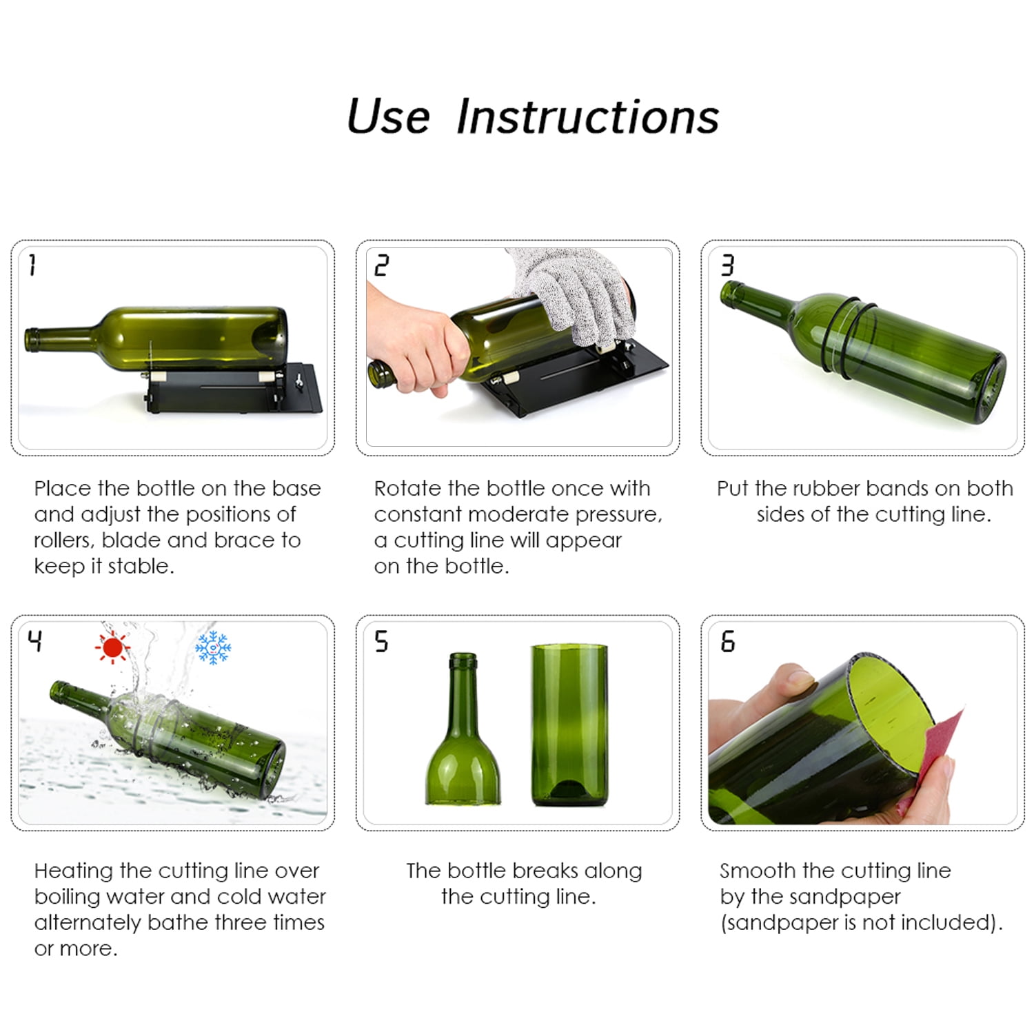 Glass Bottle Cutter Cutting Tool Upgrade Version Square And Round Wine Beer Glass Sculptures Cutter For DIY Glass Cutting Machine Metal Pad Bottle Holder With Cutting Accessories
