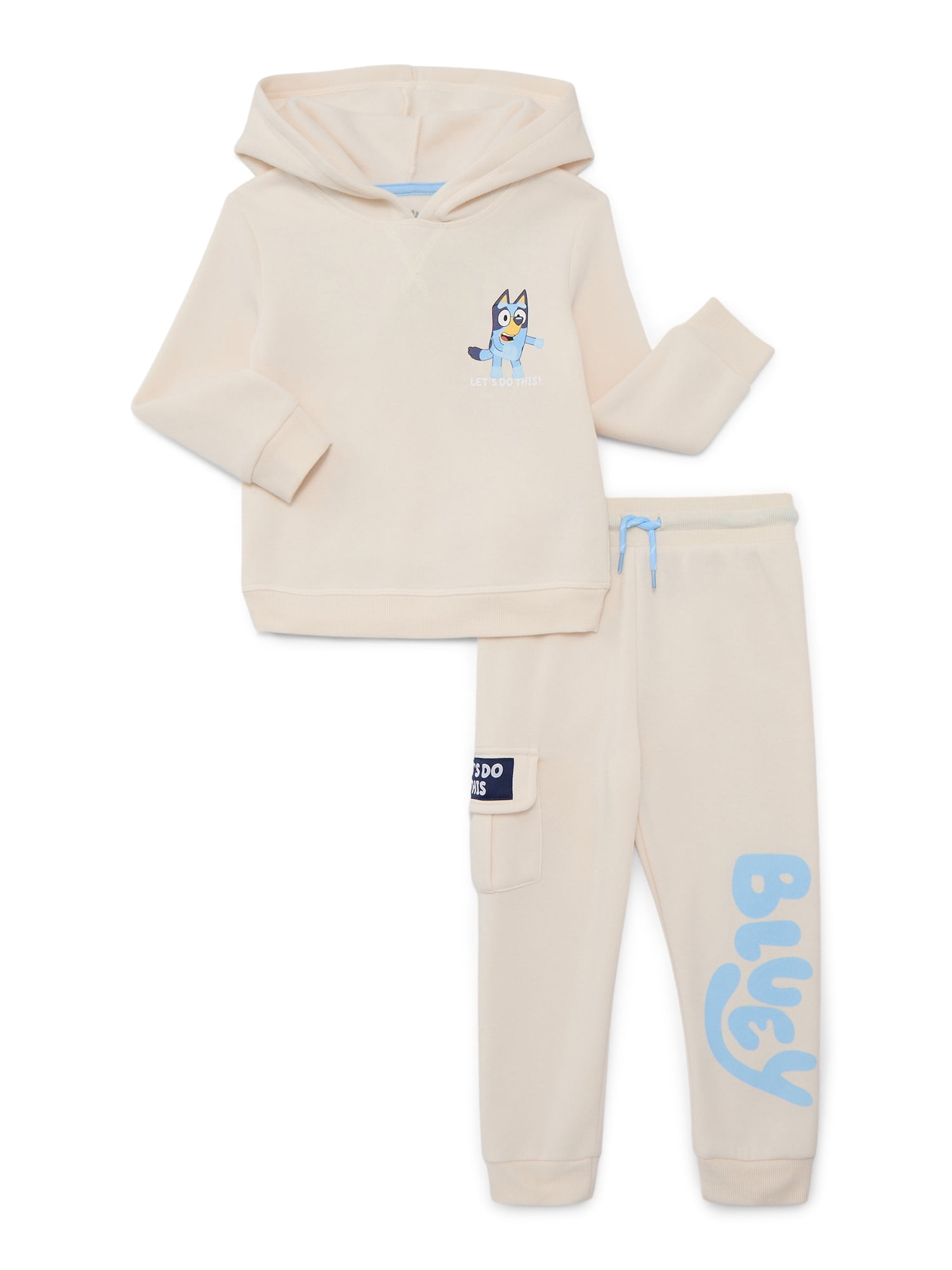 Bluey Toddler Boys' Front Back Graphic Hoodie and Jogger Pants Set, 2-Piece, Sizes 12M-5T