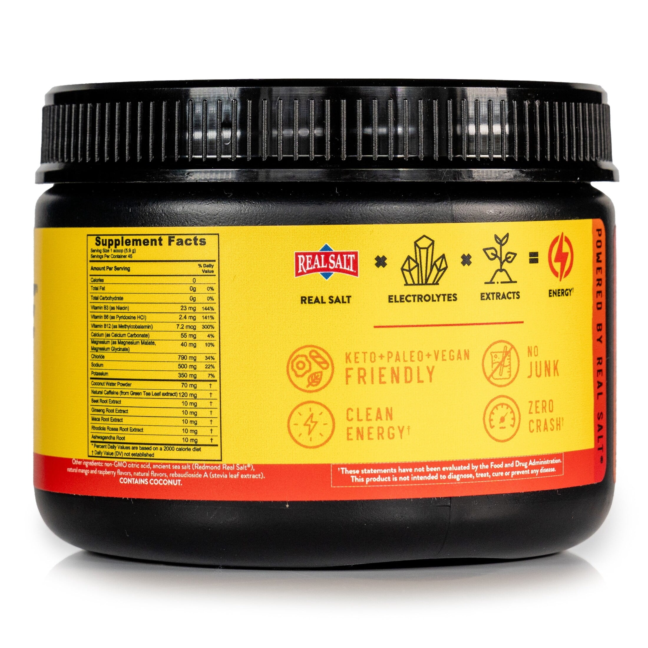 Redmond Re-Lyte® Energy Electrolyte Mix (Raspberry Mango) 9.42 oz Jar