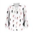 thumbnail image 7 of Viluyesy Women's 3/4 Sleeves T-Shirt Lapel Collar Shirt Tops Comfortable Fashionable Relaxed Lapel Collar Petal Loose Blouse White Size M, 7 of 7