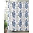thumbnail image 3 of Navy Blue Grey Leaves Waterproof Fabric Shower Curtain, Summer Tropical Plant Aesthetics Shower Curtain for Bathroom Curtains Bathtubs Hotel Washable Shower Curtains with 12 Hooks Extra Long 72x84, 3 of 6