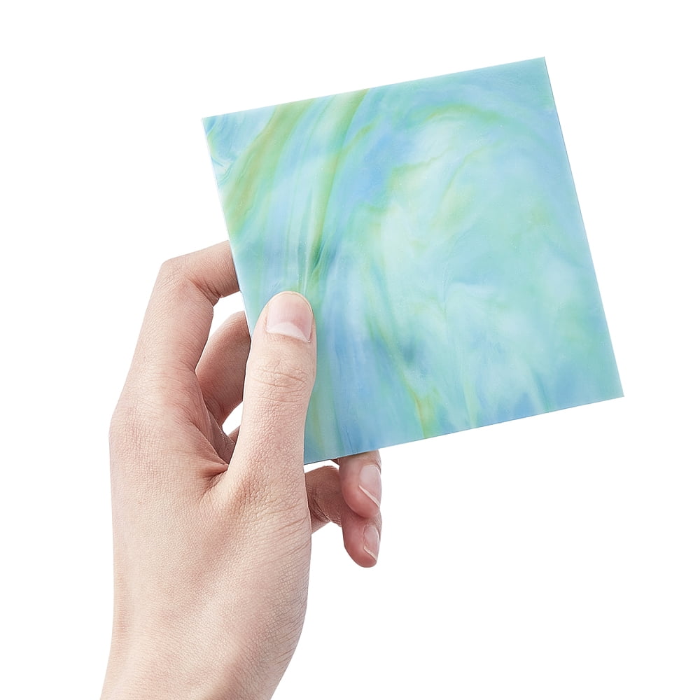 1Set Variety Glass Sheets Large Cathedral Glass Mosaic Tiles for Crafts Square Mixed Color 100~100.5x100~100.5x2.5~3mm 10 colors 1pc/color 10pcs/set