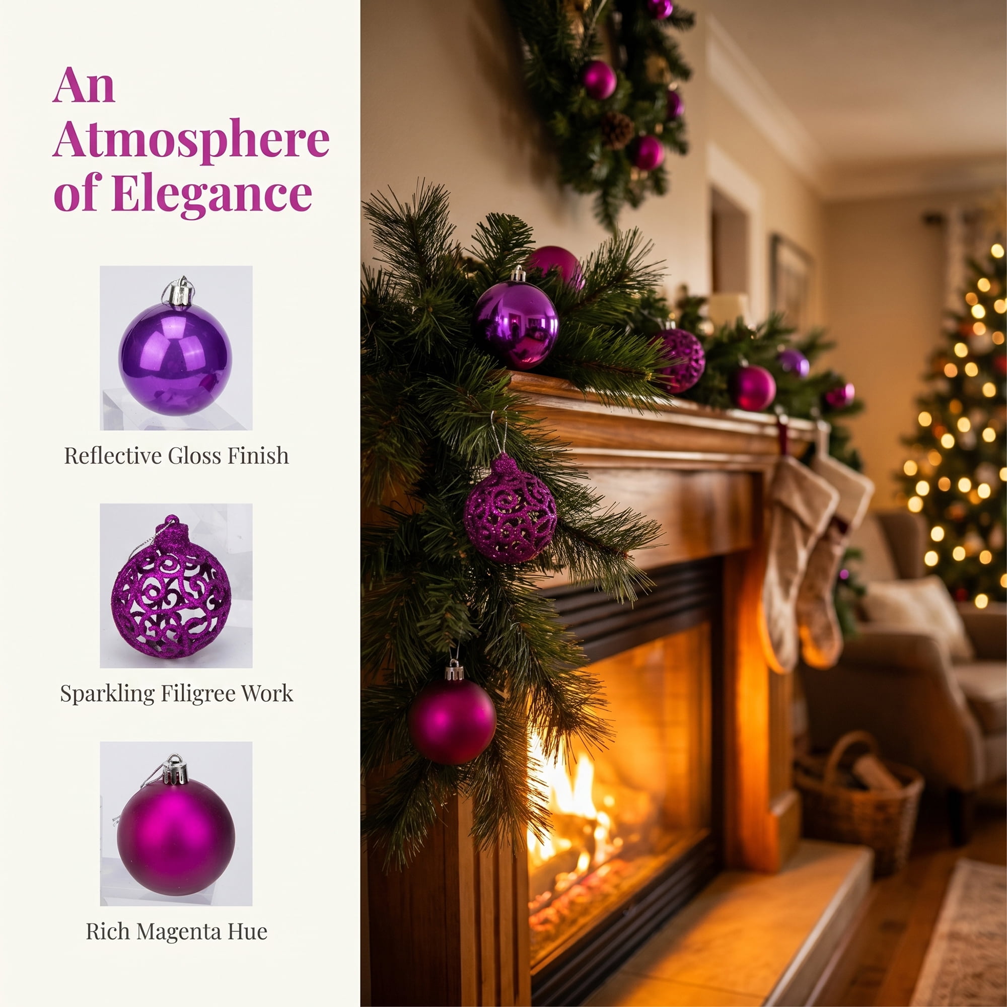Unique Bargains 6 Pack Electroplated Sphere Orbs Christmas Tree Ornaments Purple 2.4"