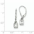 thumbnail image 2 of Beautiful Sterling Silver Rhodium-plated 6x4mm CZ Leverback Earrings, 2 of 2