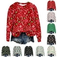 thumbnail image 3 of zaveiop Candy Canes Women Long Sleeve Sweatshirts Round Neck Pullover Sweaters Casual Blouse Tops (Brick Red, XXL), 3 of 9