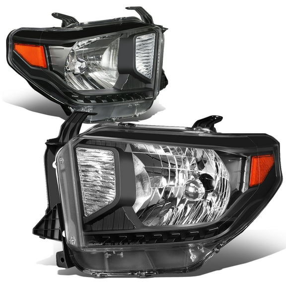 DNA Motoring HL-TUN07-BK For 2014 to 2020 Toyota Tundra Pair Black Housing Amber Side Front Driving Headlight Headlamps 15 16 17 Left Right