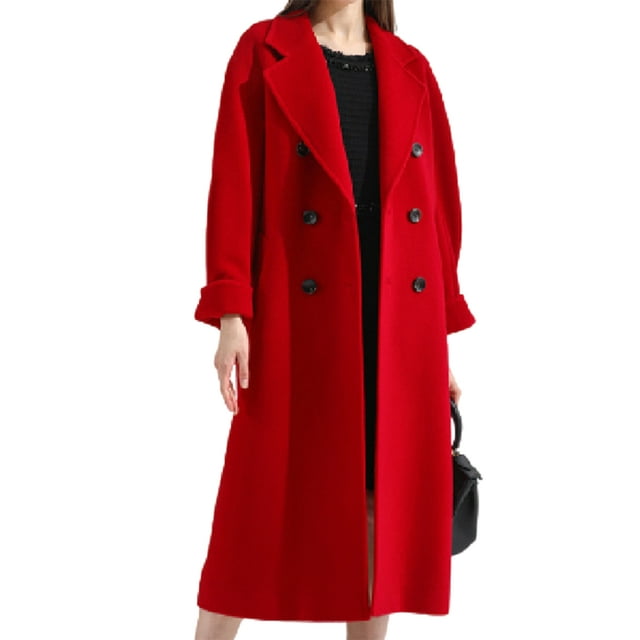 UKAP Manteaux Trench pour Femmes Veste à Col Rabattu Pardessus à Double Boutonnage Manteau Décontracté de Bureau Rouge TP