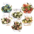 thumbnail image 4 of dianhelloya Colorful Artificial Rose Bouquet with Green Leaves Curly Edge Realistic Reusable Non-withering Home Wedding Party Bridal Faux Flower Decoration Photo Props Champagne, 4 of 8