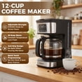thumbnail image 2 of Kuhitley 12 Cup Drip Coffee Maker, 950W Automatic Coffee Machine with Programmable Timer, Strong Brew, 2-Hour Keep Warm & Auto Shut Off, 1.8L for Home Kitchen Daily Use,Black，CM-135ES2, 2 of 11