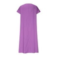 thumbnail image 4 of QingYiHua Womens Summer Beach Dresses Casual Short Sleeve V Neck Long Maxi Dress Flowy Sundresses Slit Vacation Dresses,Purple, 4 of 5