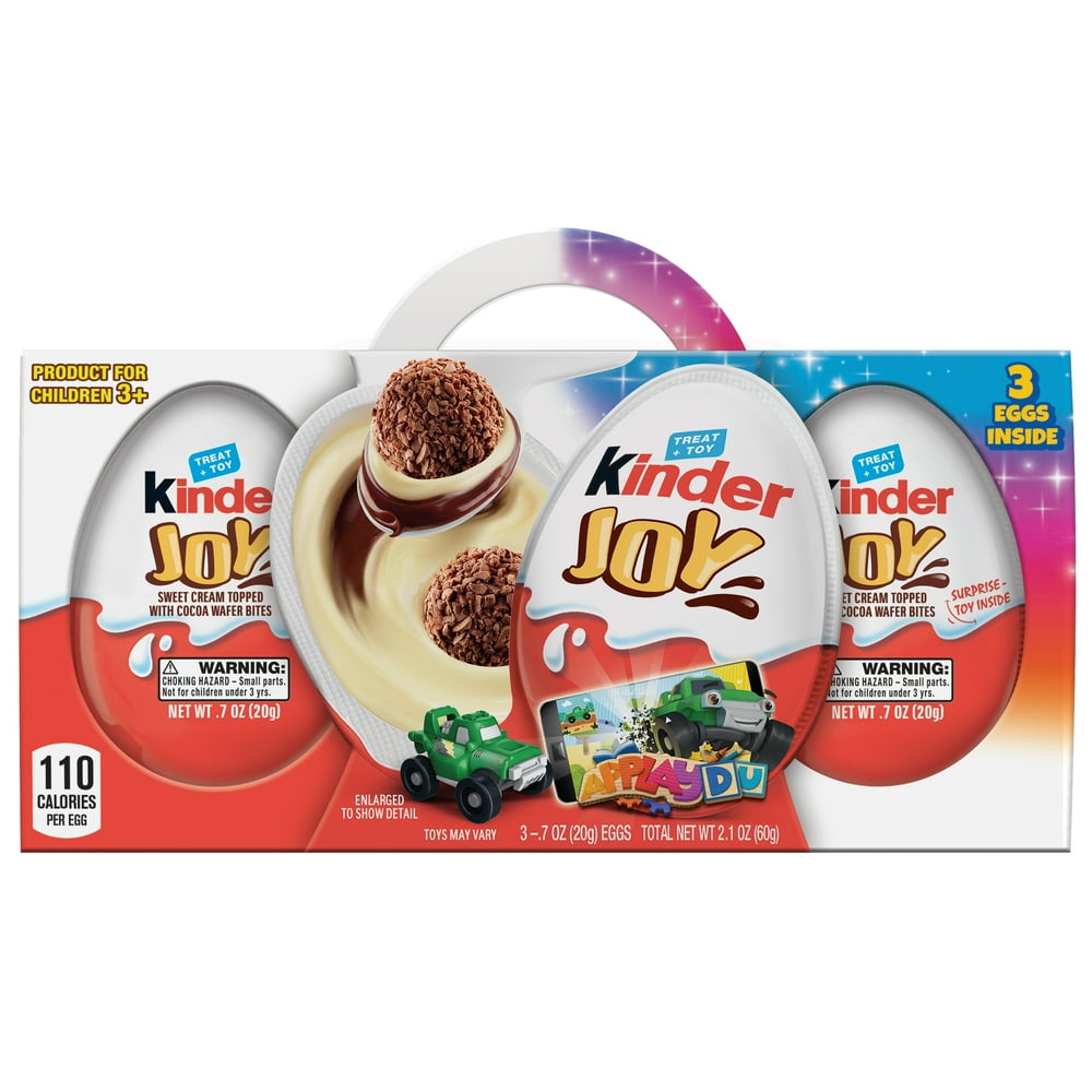 (3 Piece) Kinder JOY Chocolate Candy Eggs With Toys Inside, 2.1 oz