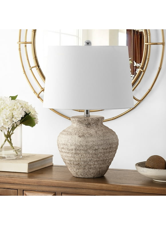 SAFAVIEH Ledger 22.5 in. Textured Ceramic Table Lamp, Light Grey