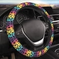 thumbnail image 2 of DouZhe Colorful Leopard Print Rainbow Animal Prints Steering Wheel Cover, Universal 15 inch Anti-Slip Odorless Elastic Car Steering Wheels Cover for Women Men, 2 of 7