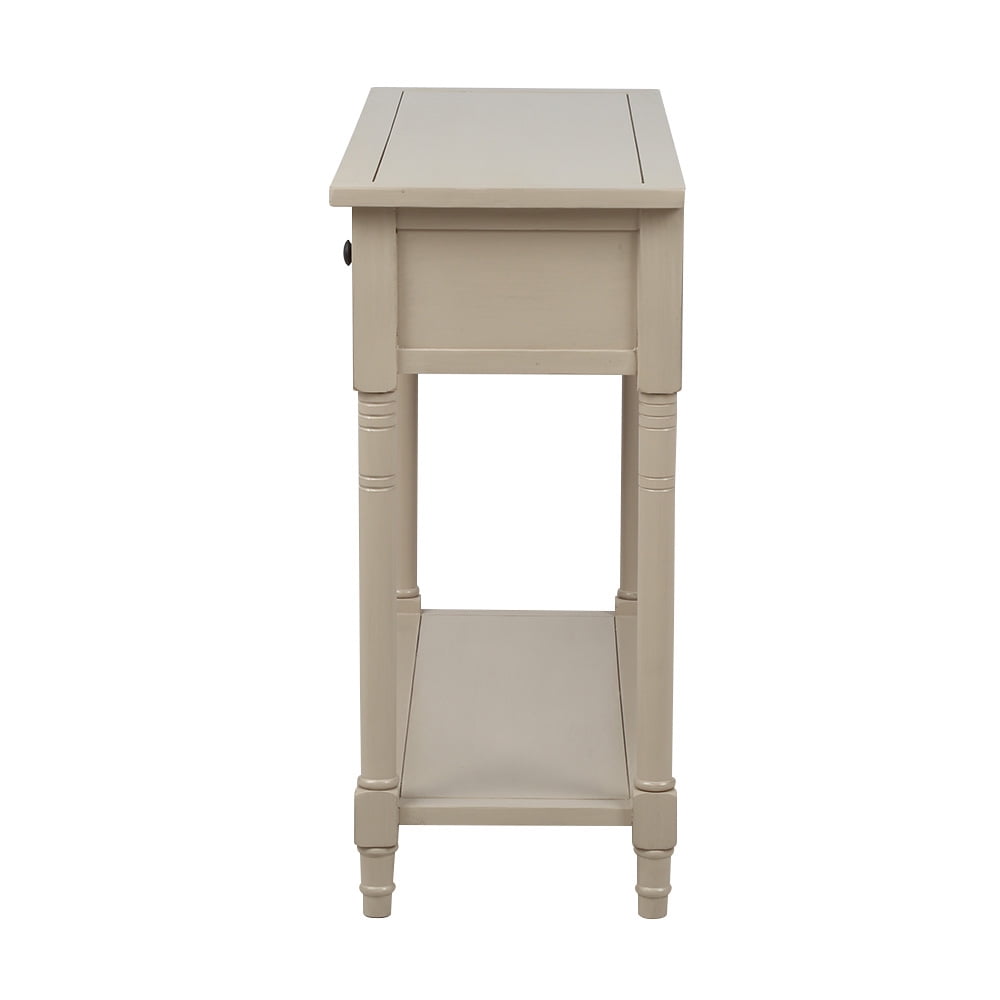 Kepooman Daisy Series Wooden Console Table with 2 Drawers & Bottom Shelf for Entryway, Acacia Mangium, 35.43" L x 13.8" W x 29.9" H, Retro Grey Kepooman Daisy Series Wooden Console Table with 2 Drawers & Bottom Shelf for Entryway, Acacia Mangium, 35.43" L x 13.8" W x 29.9" H, Retro Grey