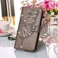 thumbnail image 5 of Nalacover for Samsung Galaxy A13 5G Wallet Case, Rhinestone Butterfly& Flower Pattern Cover with Card Slots Holder Kickstand, Wrist Strap Handbag PU Leather Magnetic Clasp Shockproof Case,Gray, 5 of 6