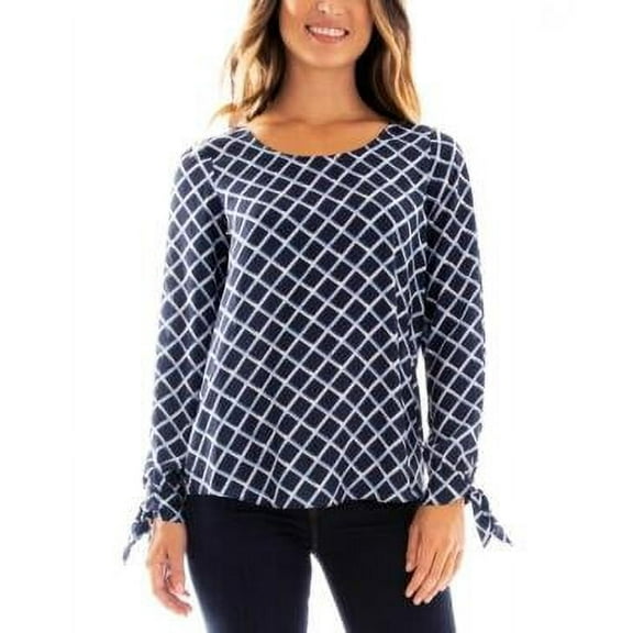 MSRP $39 Bcx Juniors' Printed Tie-Sleeve SHEER Top Size XS