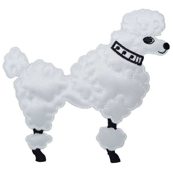 Large White Poodle - Facing Right - Iron on Applique/Embroidered Patch