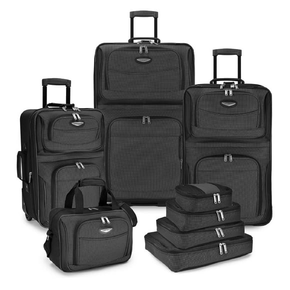 Travel Select Amsterdam Expandable Rolling Upright Luggage, Gray, 8-Piece Set