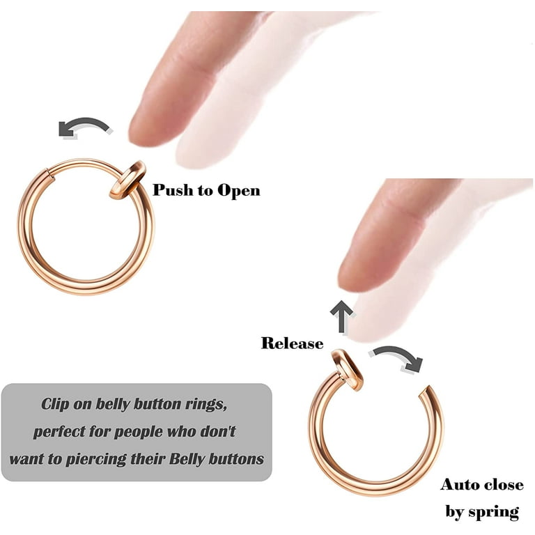 Jstyle 7Pcs Clip on Belly Button Rings Fake Clip on Belly Button