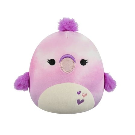 Squishmallows Official 5 inch Shimi the Purple Watercolor Parrot With Hearts - Child's Ultra Soft Plush Toy